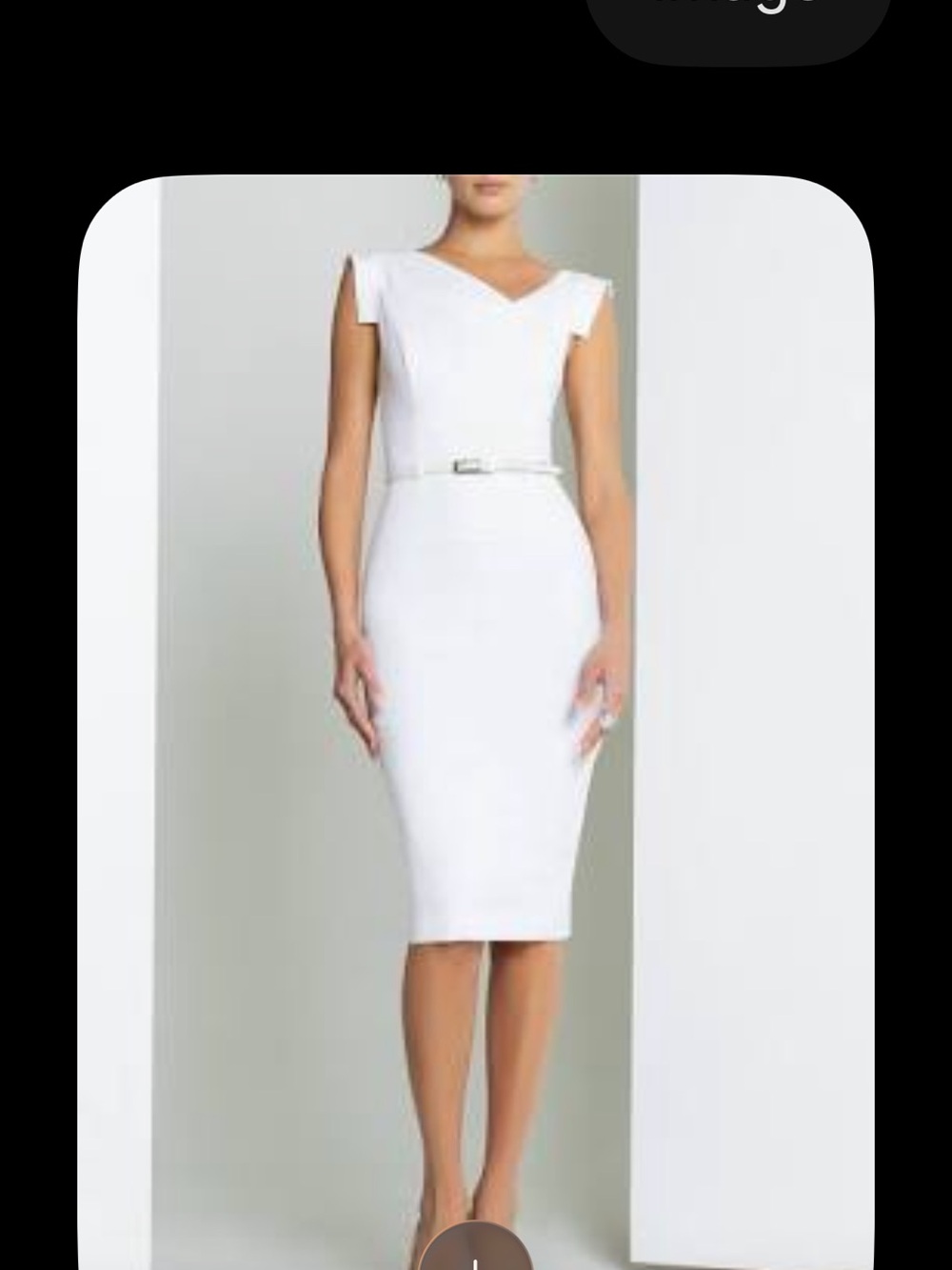 Black Halo White Midi Sheath Dress with Belt